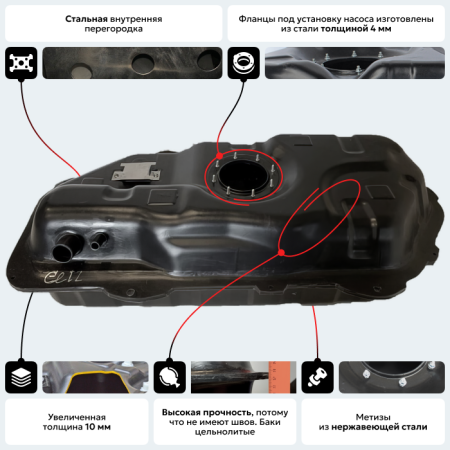 Пластиковый топливный бак Hyundai Click, 2002-2011 г.в. (BP) - 45 л